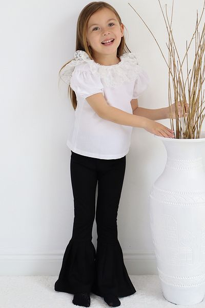 Parla Kids Girls Queen Crewneck Ecru Lace Detailed Blouse Spanish Leggings 23 April Suit