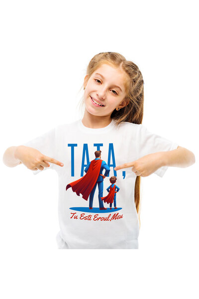 StoryGift Romania Tricou Copii cu Tata Si Fiu Copii Familie Costu Super erou Desene Animate, Drago,White_6ANI