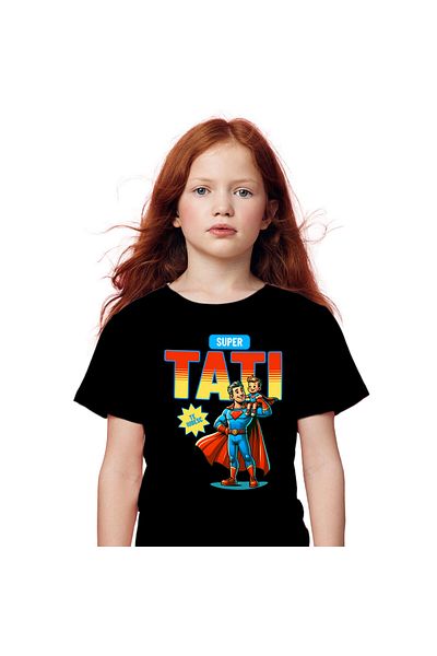 StoryGift Romania Tricou Copii cu Barbat Costum Super man, Erou, Copil, Frate Unchii, Familie Iubi,Black_6ANI