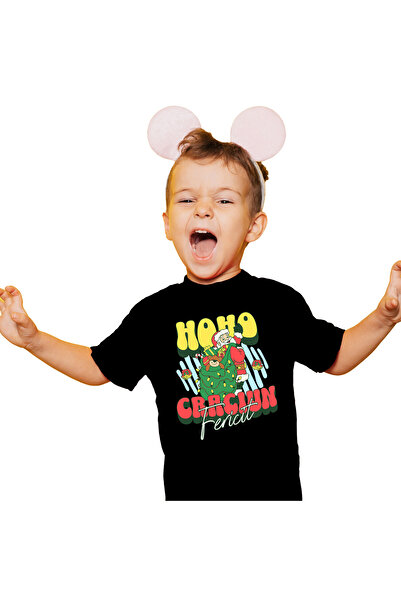 StoryGift Romania Tricou Copii cu Mos Craciun Cu Sac Verde Cadouri Colorate, ...