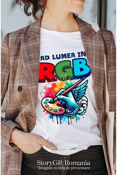 StoryGift Romania Tricou Femei cu Mana Umana Arta Pictura Aripi De Inger Hobby Artist Creativitate,White_L