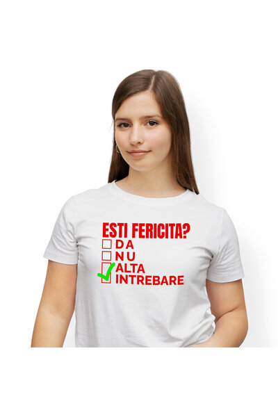 StoryGift Romania Tricou Femei cu Intrebare Cu Raspunsuri Multiple Text Bifat...