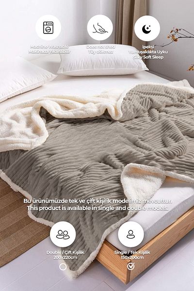 Evlen Home Collection بطانية تلفزيون شيربا من القطيفة الناعمة من ويلسوفت