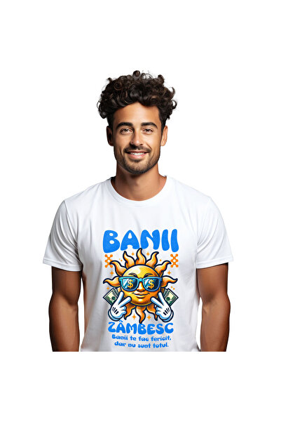 StoryGift Romania Tricou Barbati cu Soare Zambitor cu Ochelarii Semn Dolar si...