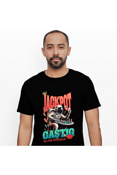 StoryGift Romania Tricou Barbati cu Costum Spatial Astronaut Jucand Poker Zar...