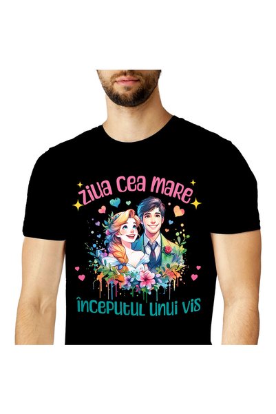 StoryGift Romania Tricou Barbati cu Portret Arat Curgatoare Ziua Nuntii Cuplu...
