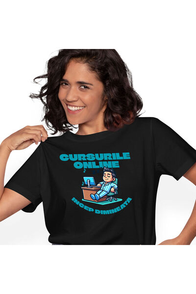 StoryGift Romania Tricou Femei cu Barbat In Pijama La Birou Dormind Dimineata...