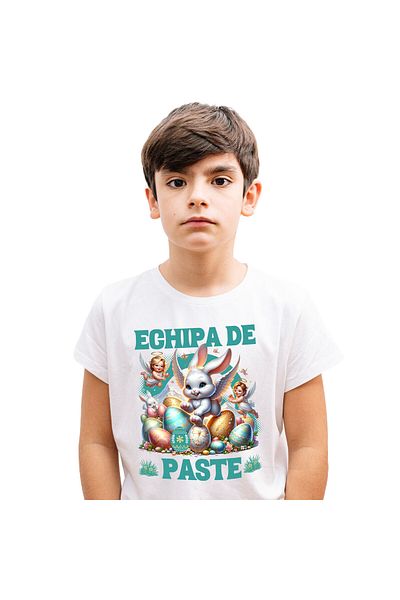 StoryGift Romania Tricou Copii cu Iepure Fericit Cu Aripi De Inger, Oua colorate De Paste, Bebelus,White_8ANI