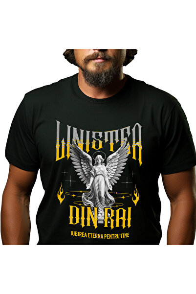 StoryGift Romania Tricou Barbati cu Femeie Statuie Cu Coroana De Inger Si Aur...