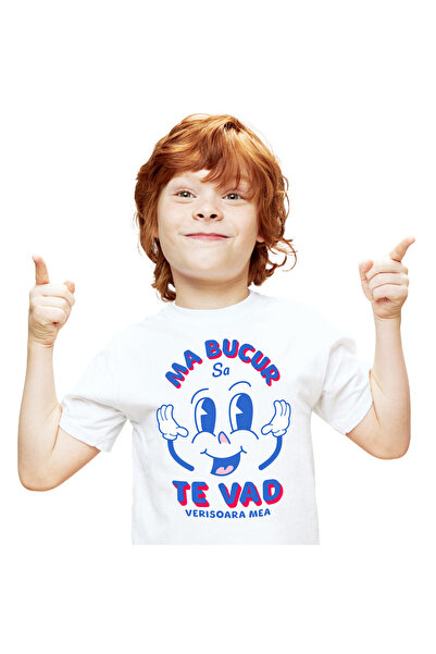 StoryGift Romania Tricou Copii cu Chip Vesel Desene Animate Copii Ma Bucur Sa...