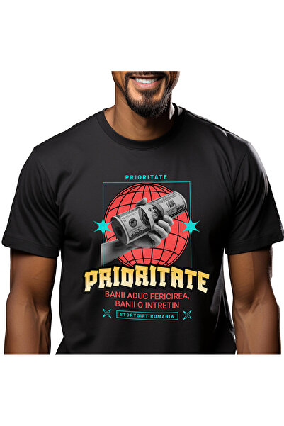 StoryGift Romania Tricou Barbati cu Bancnote De Bani Tinute De Mana Umana, Av...