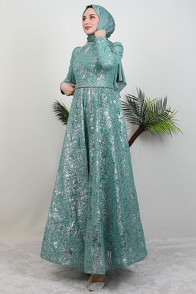 GİYZAMİLA Φόρεμα Feraye Glitter Τελετουργίας Mint