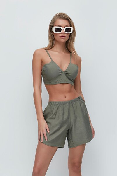 C&City Long Sleeve Shirt Shorts 3-Piece Set 9147 Khaki