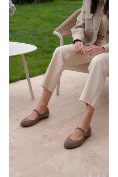 ECENİN BUTİĞİ Kostas Kahve Süet Hakiki Deri Babet