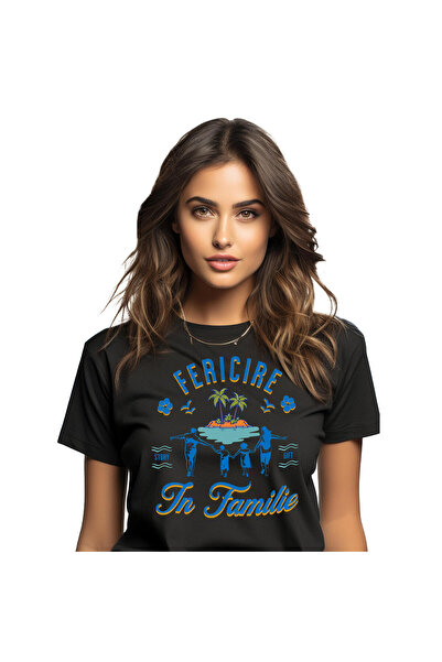 StoryGift Romania Tricou Femei cu Portret Familie Insula tropicala, Natura, r...