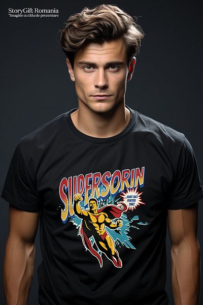StoryGift Romania Tricou Barbati cu Minge De Baschet Animata Pe Teren Supereroi Personaje Iubitori,Black_XL