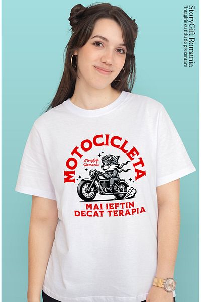 StoryGift Romania Tricou Femei cu Vulpe Pe Motor Vintige Clasic Motociclista Pasiune Viteza Mesaj ,White_XS