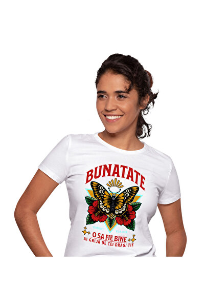 StoryGift Romania Tricou Femei cu Fluture Colorat natura Flori Colorate Rosii...