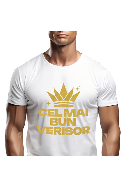 StoryGift Romania Tricou Barbati cu Coroana Regala Cel Mai Bun Verisor, Frate...