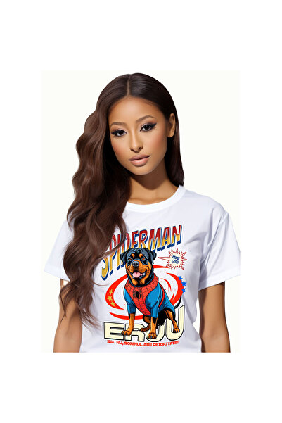 StoryGift Romania Tricou Femei cu Rottweiler Caine In Costum de SpiderMan cu ...