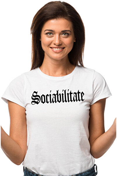StoryGift Romania Tricou Femei Sociabilitate, Mesaj Motivational, Cuvant, Tex...