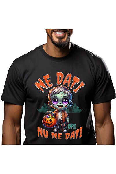 StoryGift Romania Tricou Barbati cu Zombie La Colindat Cu Dovleac Cu Dulciuri...