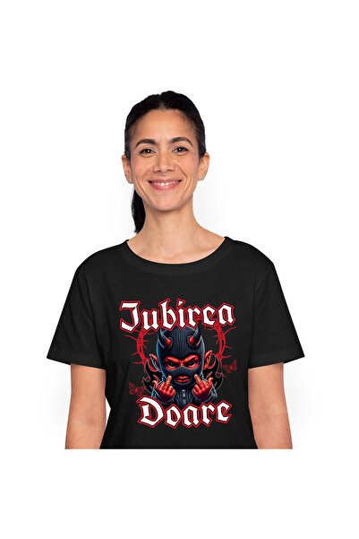 StoryGift Romania Tricou Femei cu Diavol Aratand Semn Obscen, Impotriva Iubir...