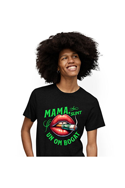 StoryGift Romania Tricou Barbati cu Buze Rosii Femeie Tigara Cu Bancnota verd...