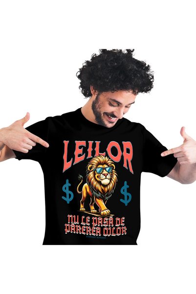 StoryGift Romania Tricou Barbati cu Regele Leu Mandru Cu Ochelari De Soare Se...