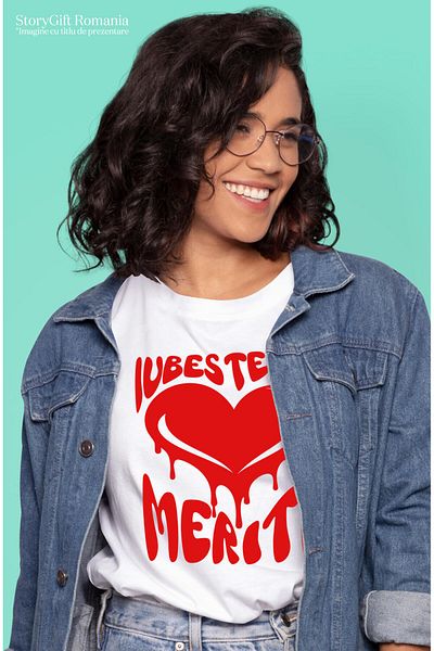 StoryGift Romania Tricou Femei cu Inima Rosie Pictura Curgatoare Iubeste te Meriti Iubire De Sine ,White_XS