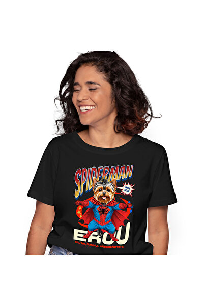 StoryGift Romania Tricou Femei cu Yorkshire Terrier Caine In Costum de Spider...