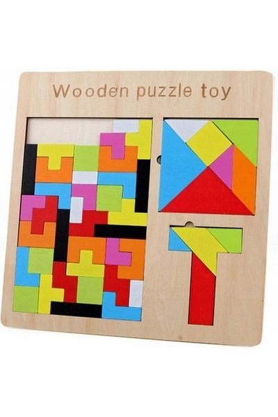 zola 3 in 1 wooden puzzle, geometric shapes, multicolor, 38 elements