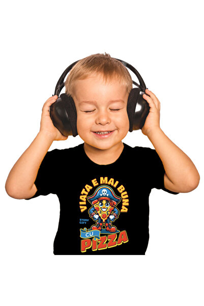 StoryGift Romania Tricou Copii cu Felie De pizza Cu palarie De Pirat Desene A...