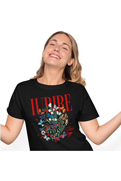 StoryGift Romania Tricou Femei cu Fluturi Colorati Planta verde,Inimioara Ros...