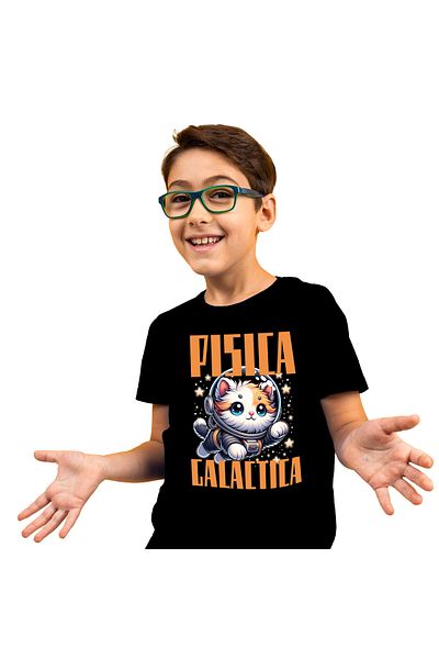 StoryGift Romania Kids T-Shirt with Orange Cat in Astronaut Costume, Infinite Galaxy with im,Black_10ANI
