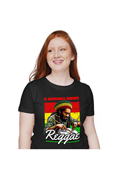 StoryGift Romania Tricou Femei cu Portret Bob Marley Cu Dreduri Si Caciual Tricotata Cantand La To,Black_L