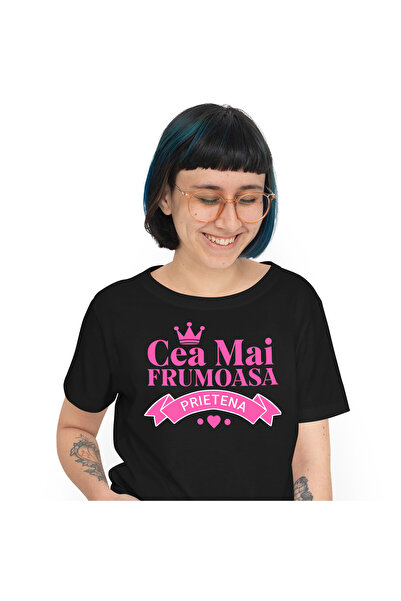 StoryGift Romania Tricou Femei cu Coroana Regala De Printesa Inimioare Roz Pr...