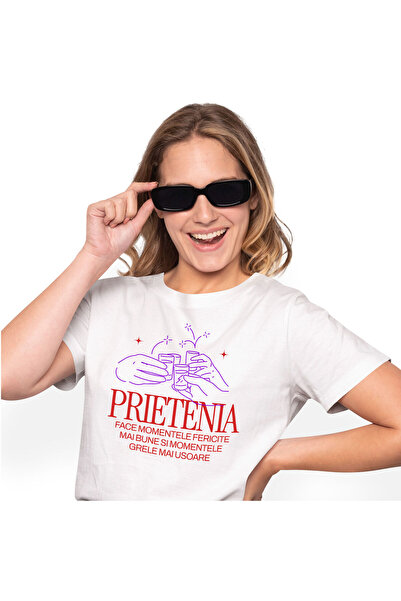 StoryGift Romania Tricou Femei cu Pahare De Shot Alcool Distractie, Petrecere Prietenia cu imprime,White_S