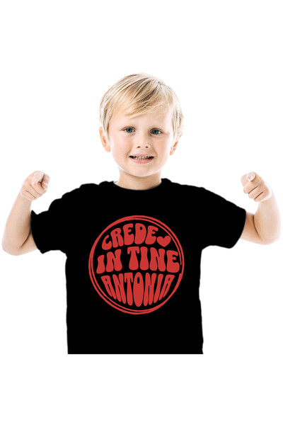 StoryGift Romania Tricou Copii cu Cerc Rosu Inimioara, Iubire, Prietenie, Sus...