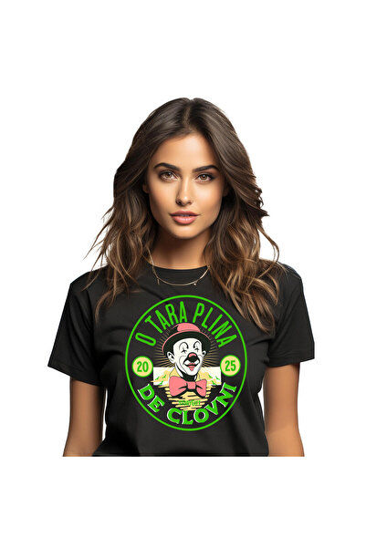 StoryGift Romania Tricou Femei cu Cerc Stil Moneda Clovn Cu papion Si Palarie...