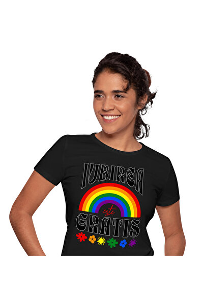 StoryGift Romania Tricou Femei cu Curcubeu Colorate Flori Diverse, Iubirea Es...