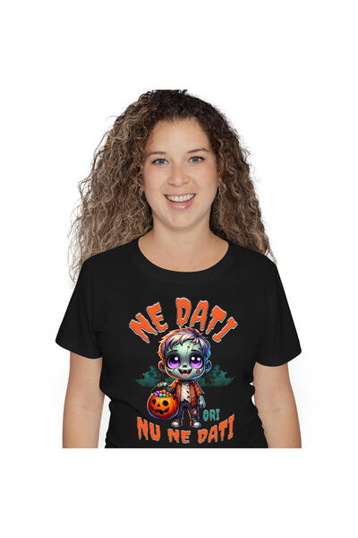 StoryGift Romania Tricou Femei cu Zombie La Colindat Cu Dovleac Cu Dulciuri C...