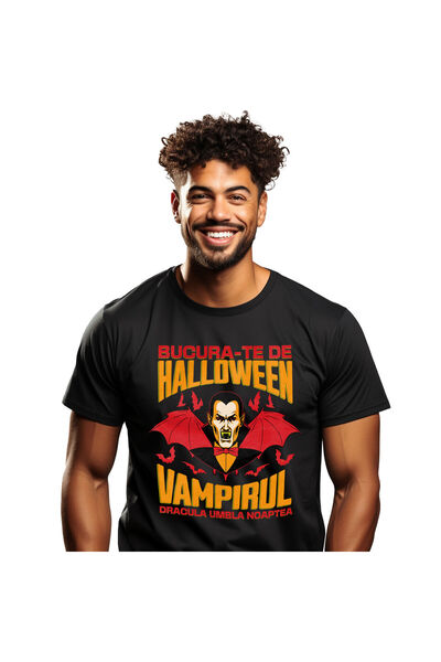StoryGift Romania Tricou Barbati cu Dracula cu Colti Si Aripi, Vampirul Dracu...