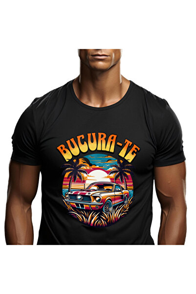 StoryGift Romania Tricou Barbati cu Masina colorata DE curse Vintige Pe insul...