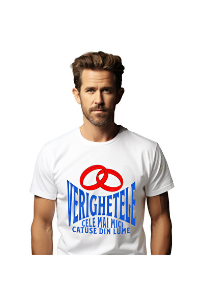 StoryGift Romania Tricou Barbati cu Inele Rosii Pereche Pe Viata Mesaj Haios ...