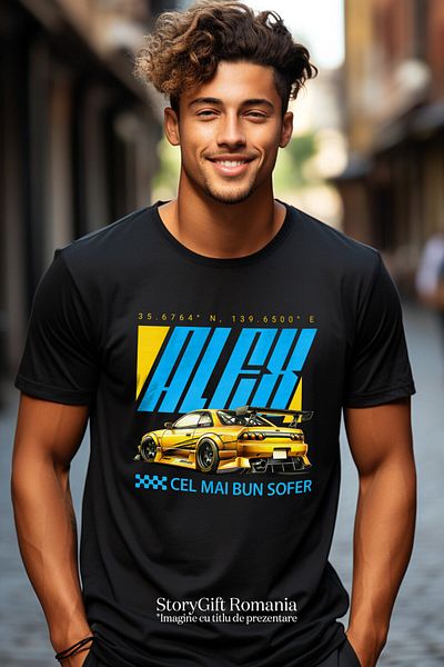 StoryGift Romania Tricou Barbati cu Masian DE Lux Pentru Curse Ilegale Sofer Viteza cu imprimeu pe,Black_XS