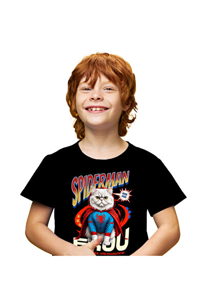 StoryGift Romania Tricou Copii cu Persan / persian Pisica In Costum de Spider...