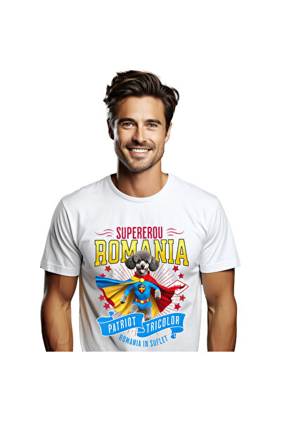 StoryGift Romania Tricou Barbati cu Pudel / Poodle Caine In Costum de Capitan...