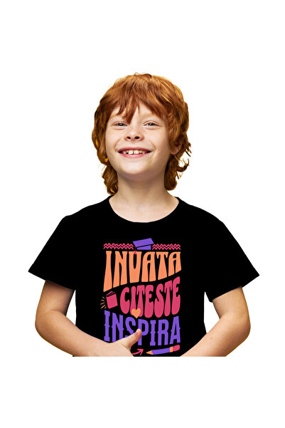 StoryGift Romania Tricou Copii cu Rechizite Scolare Toca Text Motivational In...