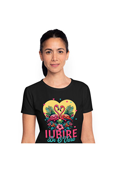 StoryGift Romania Tricou Femei cu Pasari Flamingo Dragoste inima Romantica Iu...